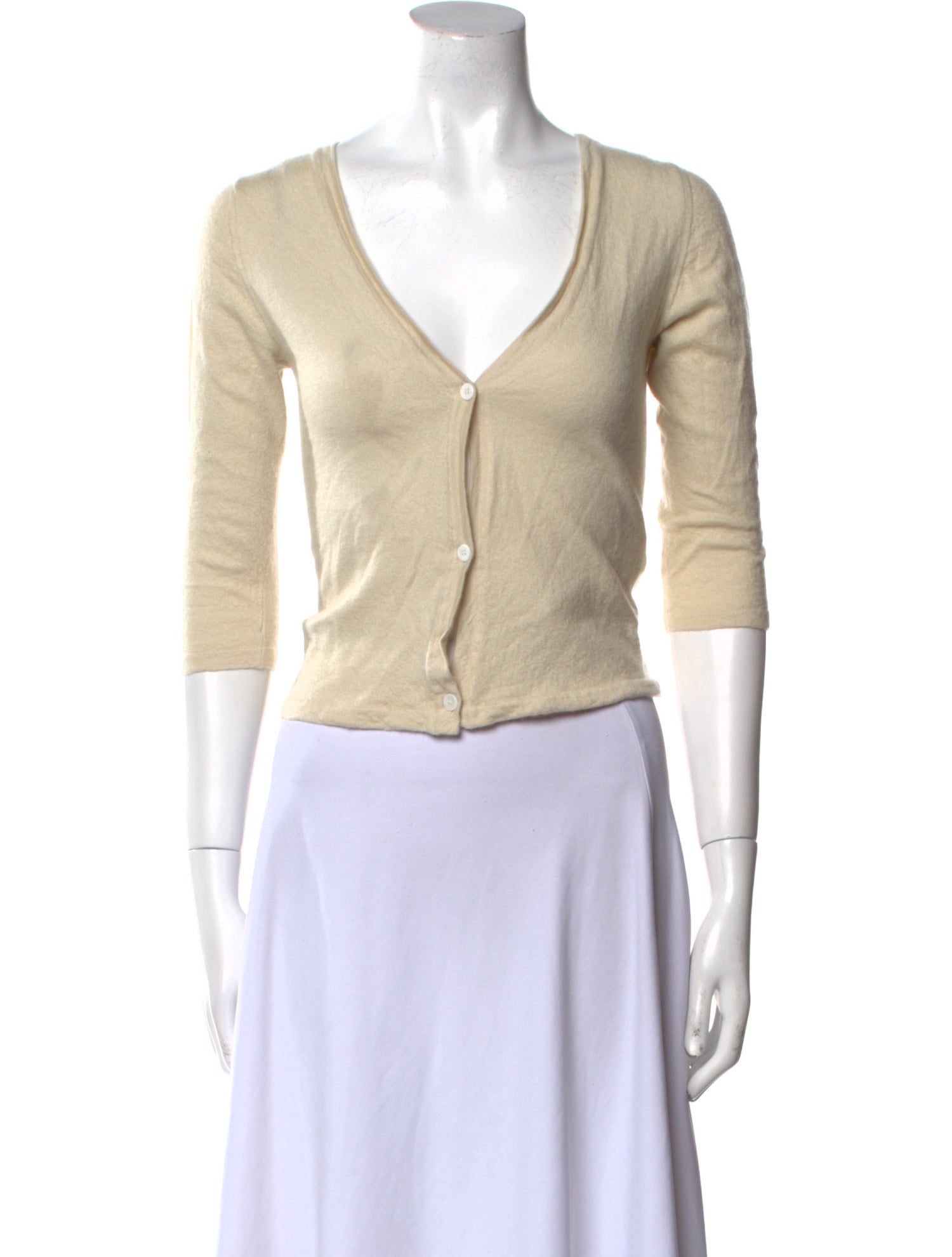 Jil Sander V-Neck Three-Quarter Sleeve Crop Top