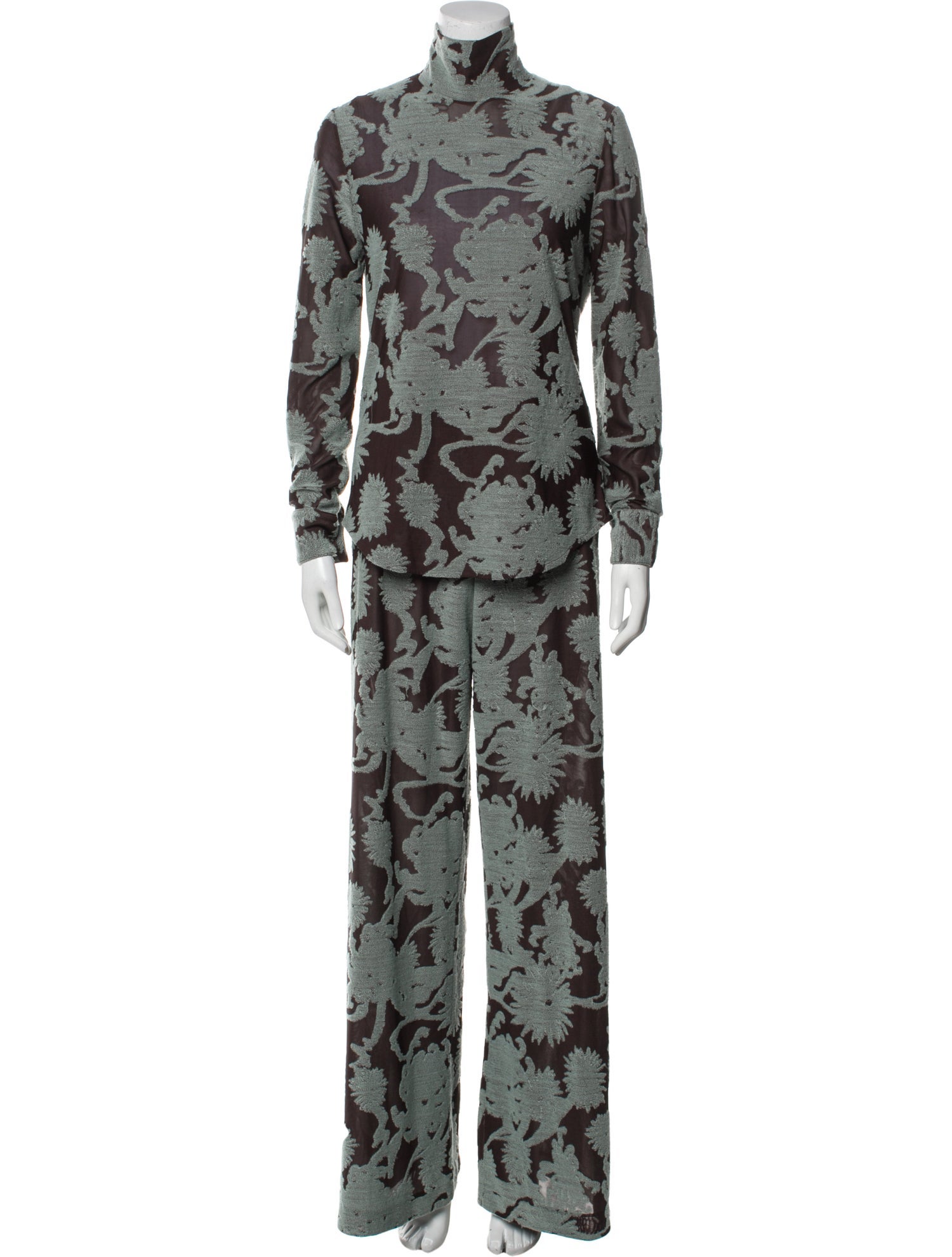 Jil Sander Floral Print Embroidered Accent Pant Set