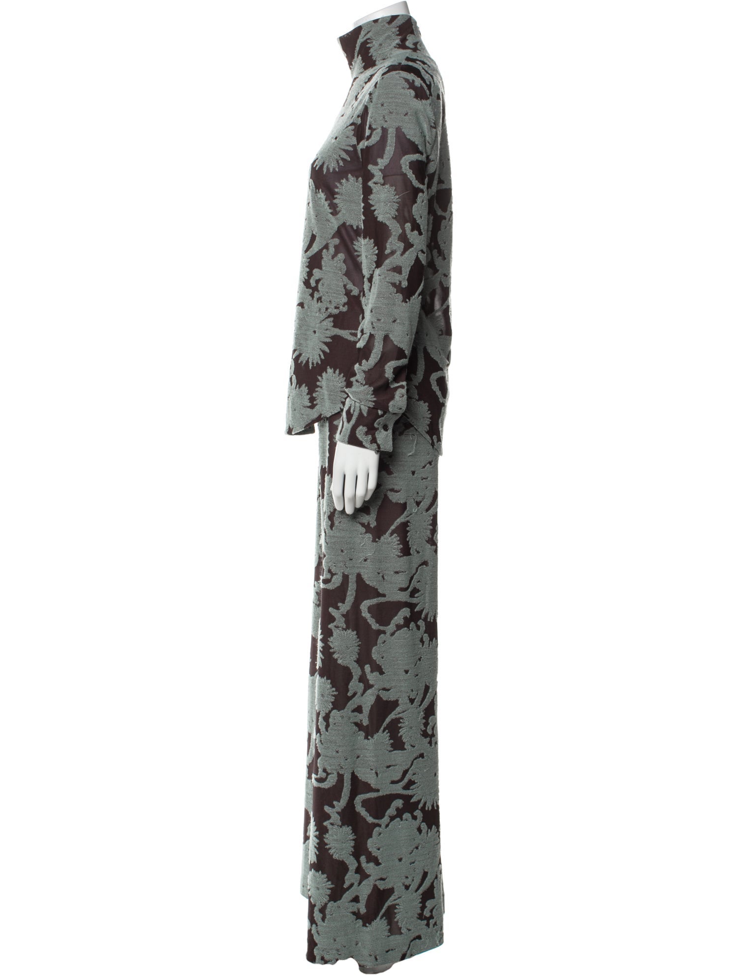 Jil Sander Floral Print Embroidered Accent Pant Set