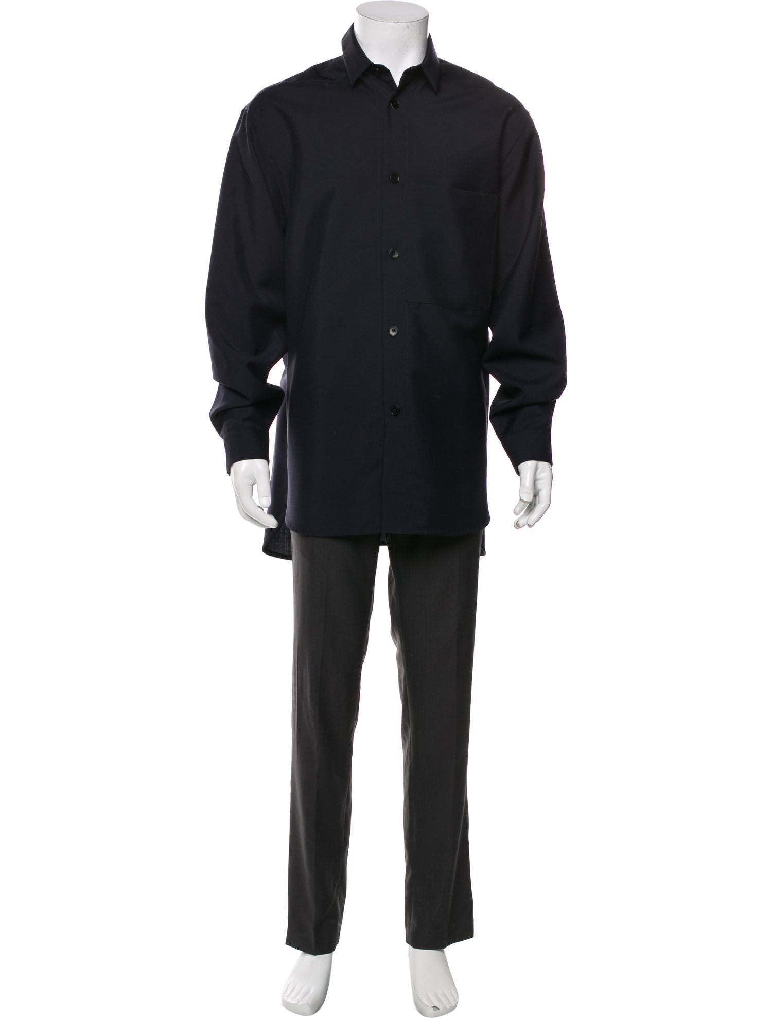 Jil Sander Wool Long Sleeve Dress Shirt