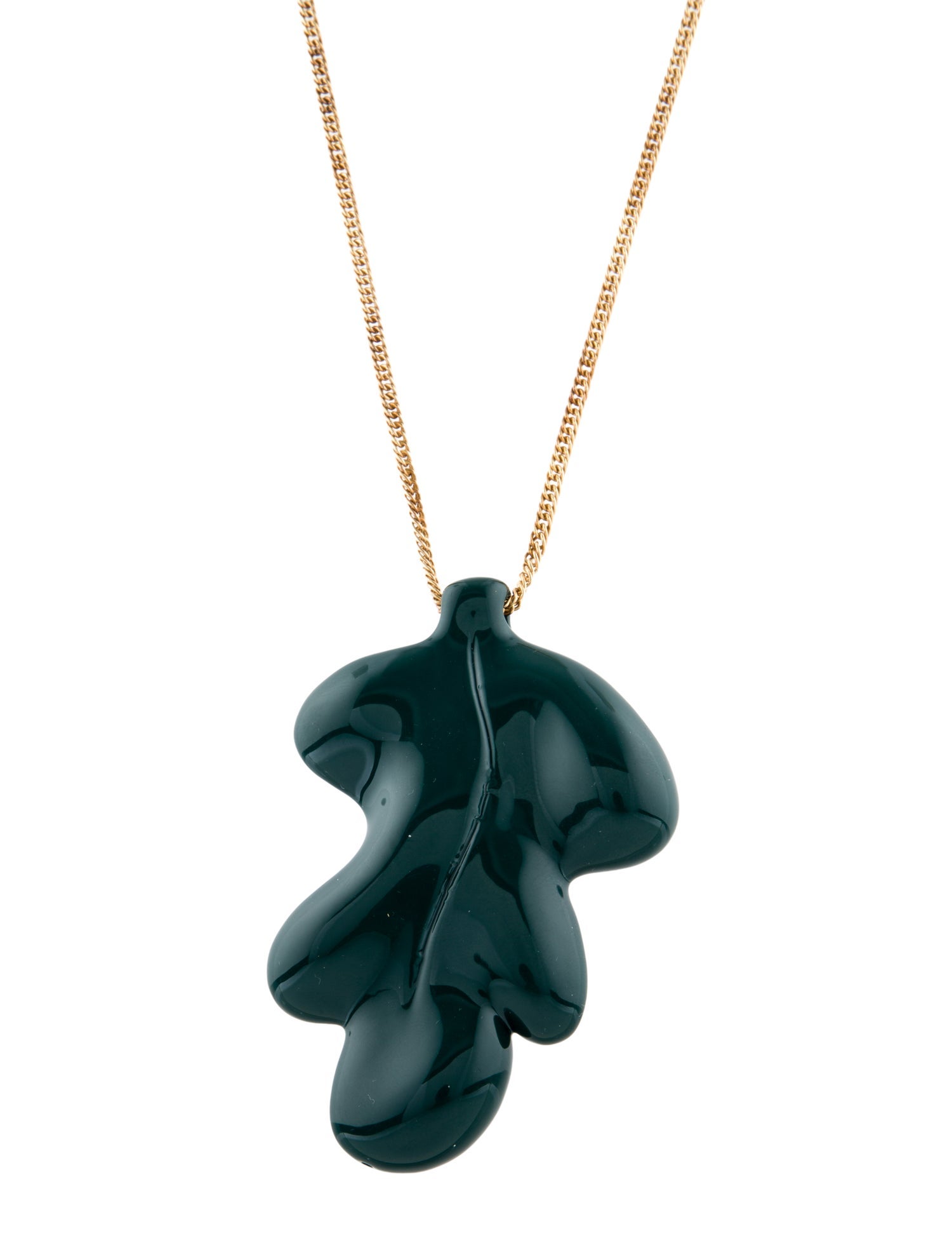 Jil Sander Enamel Oak Leaf Pendant Necklace