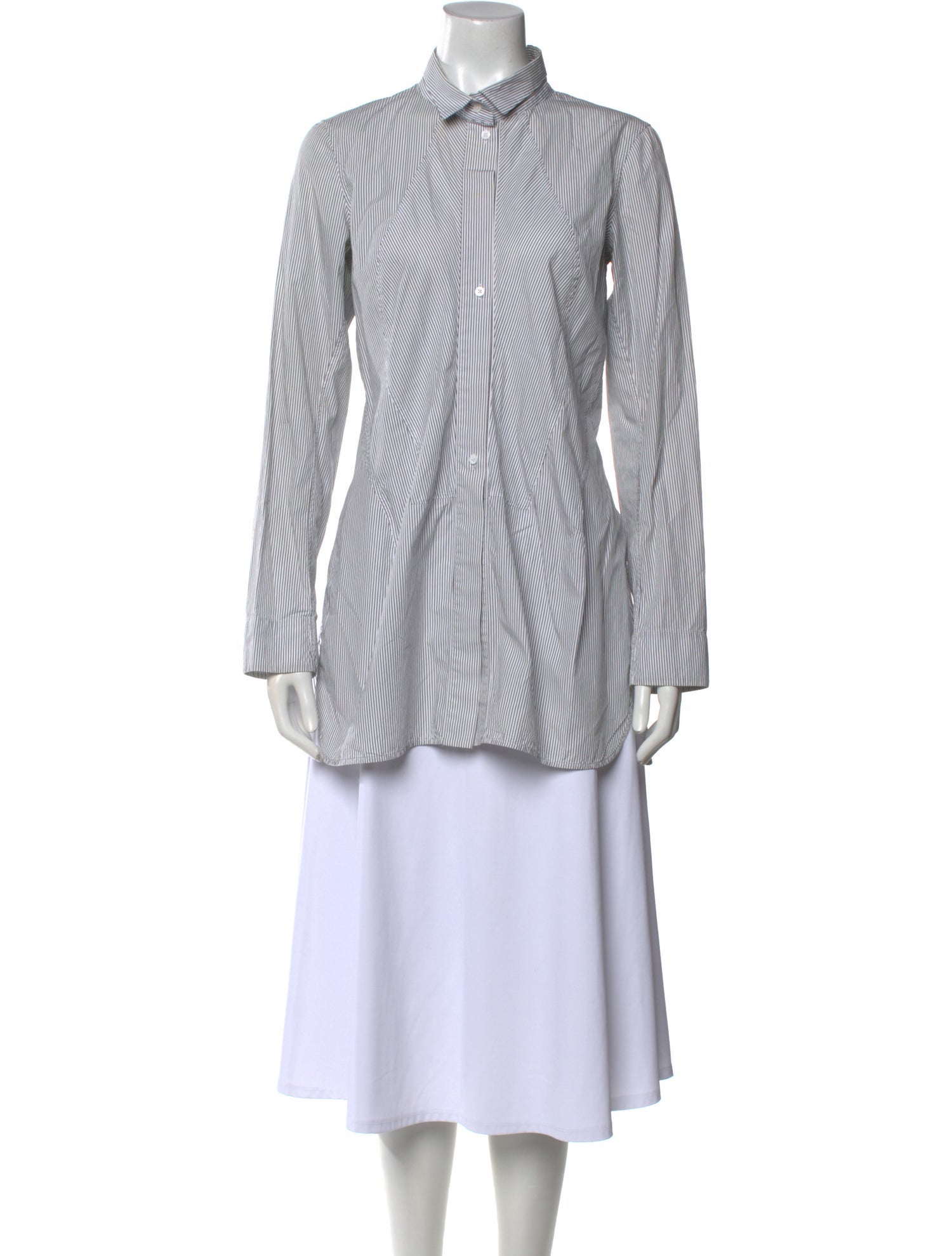 Jil Sander Striped Long Sleeve Button-Up Top