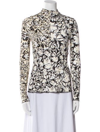 Jil Sander Floral Print Mock Neck Blouse