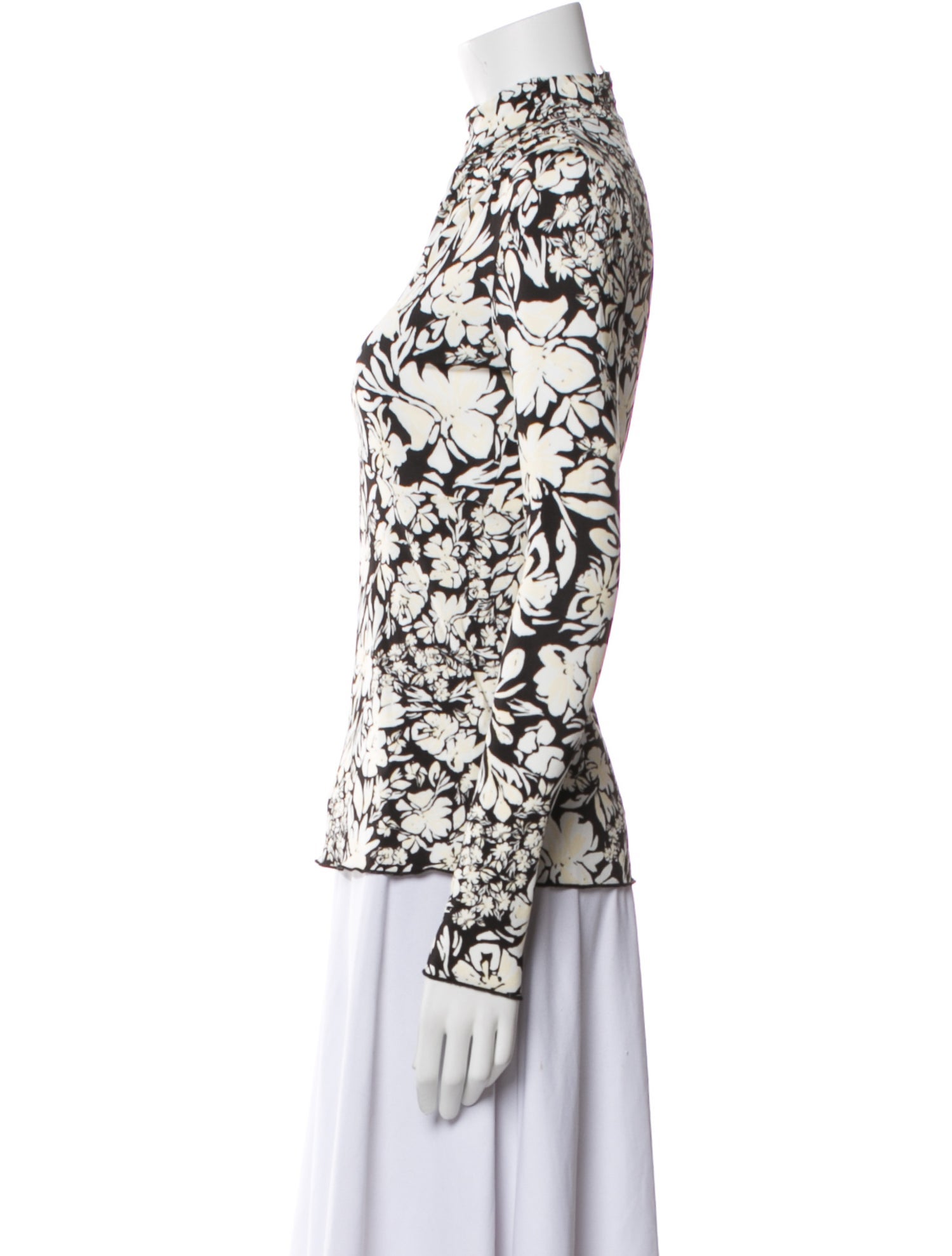 Jil Sander Floral Print Mock Neck Blouse