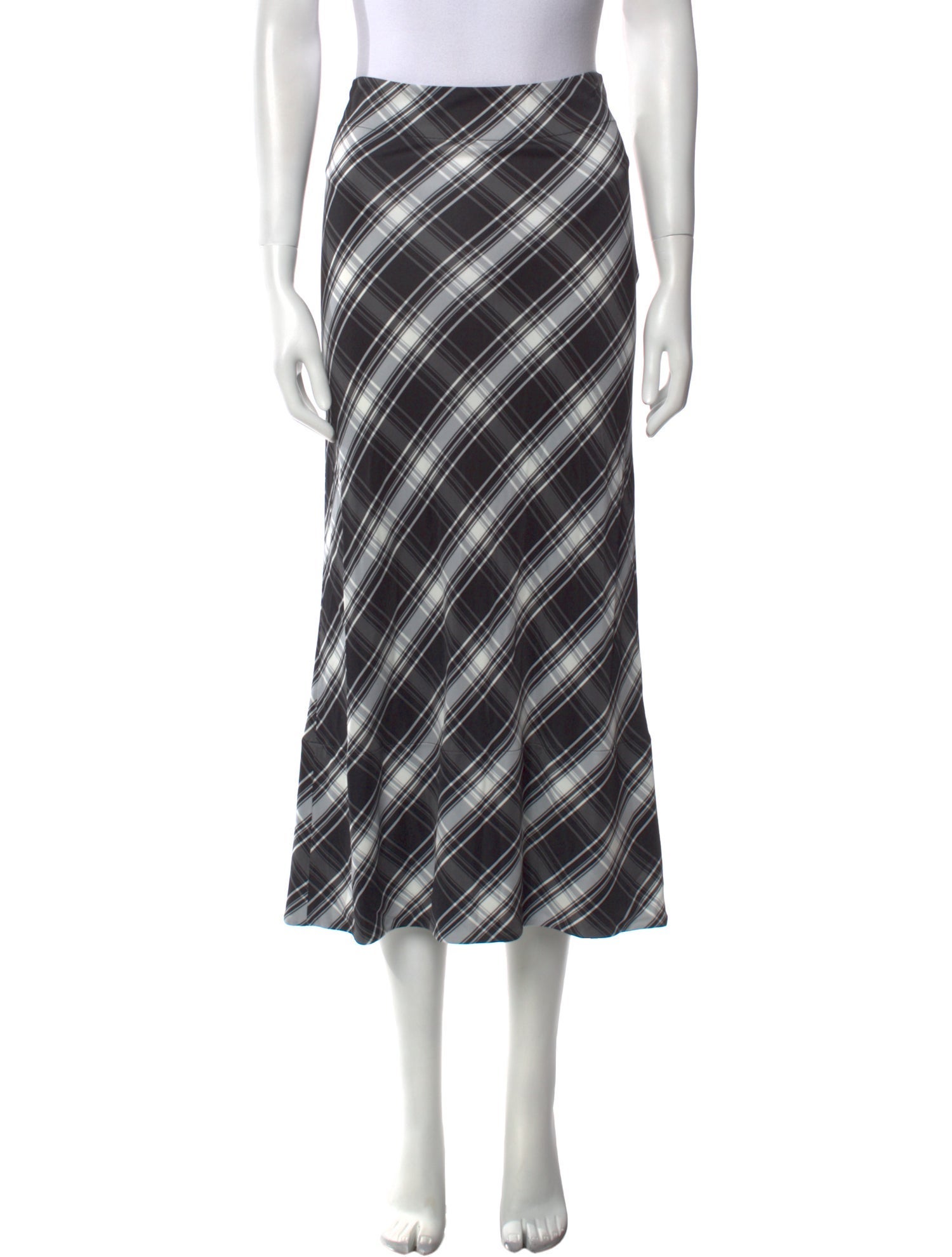 Jil Sander Plaid Print Midi Length Skirt