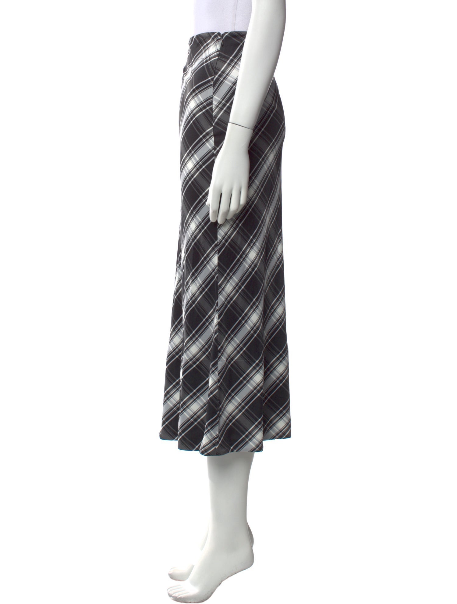 Jil Sander Plaid Print Midi Length Skirt