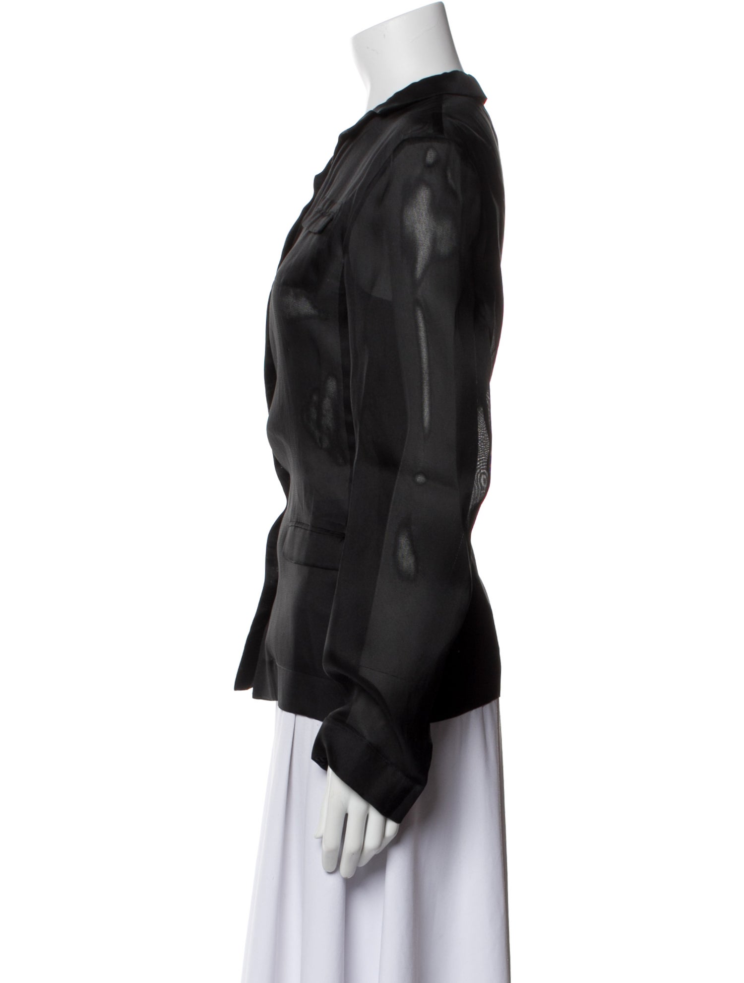 Jil Sander Silk Long Sleeve Button-Up Top