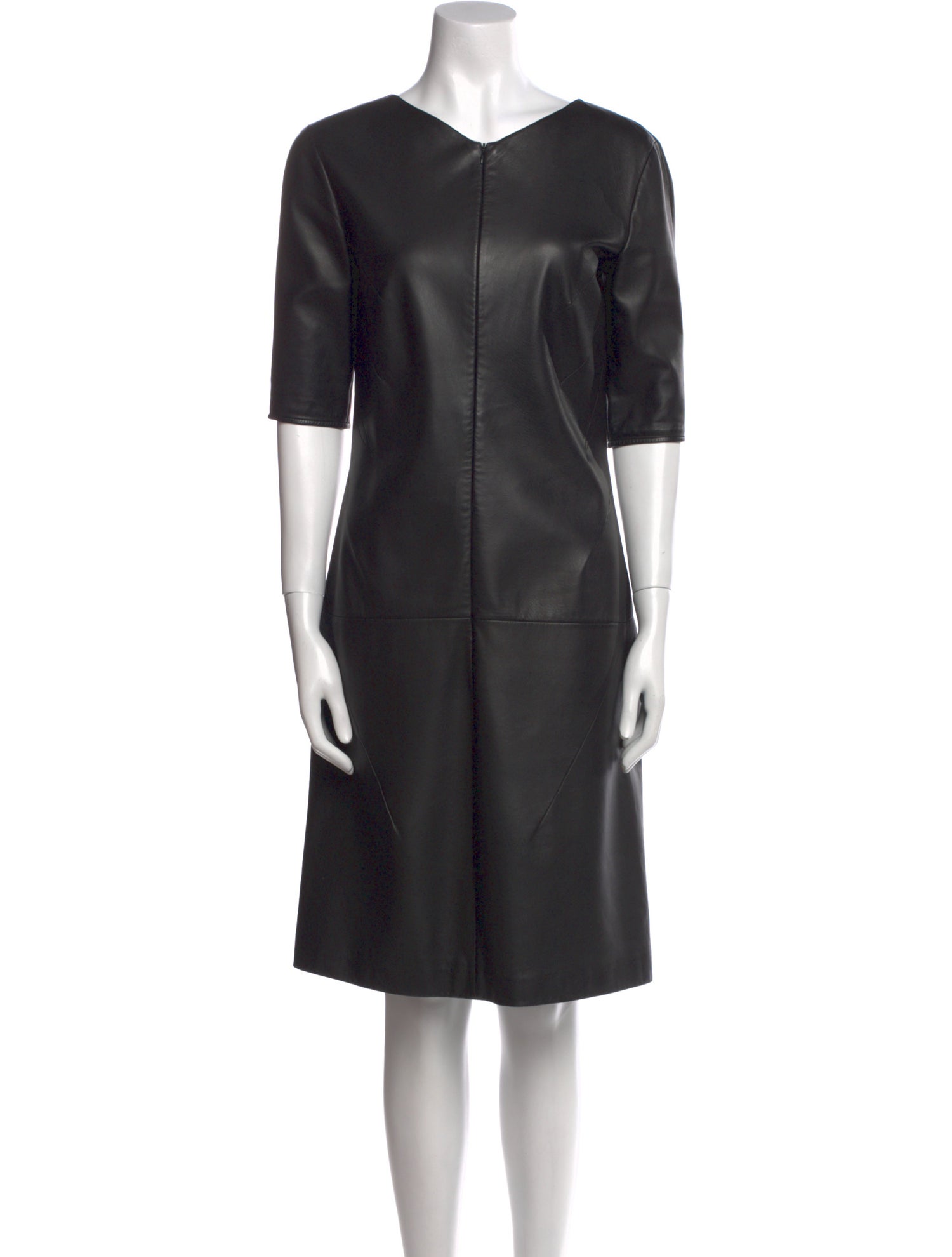 Jil Sander Leather Knee-Length Dress