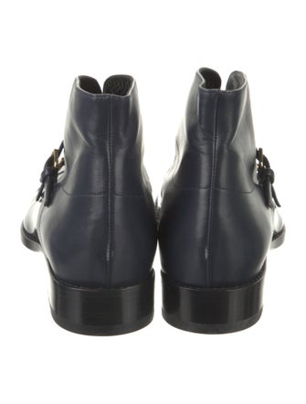Jil Sander Patent Leather Leather Trim Embellishment Moto Boots