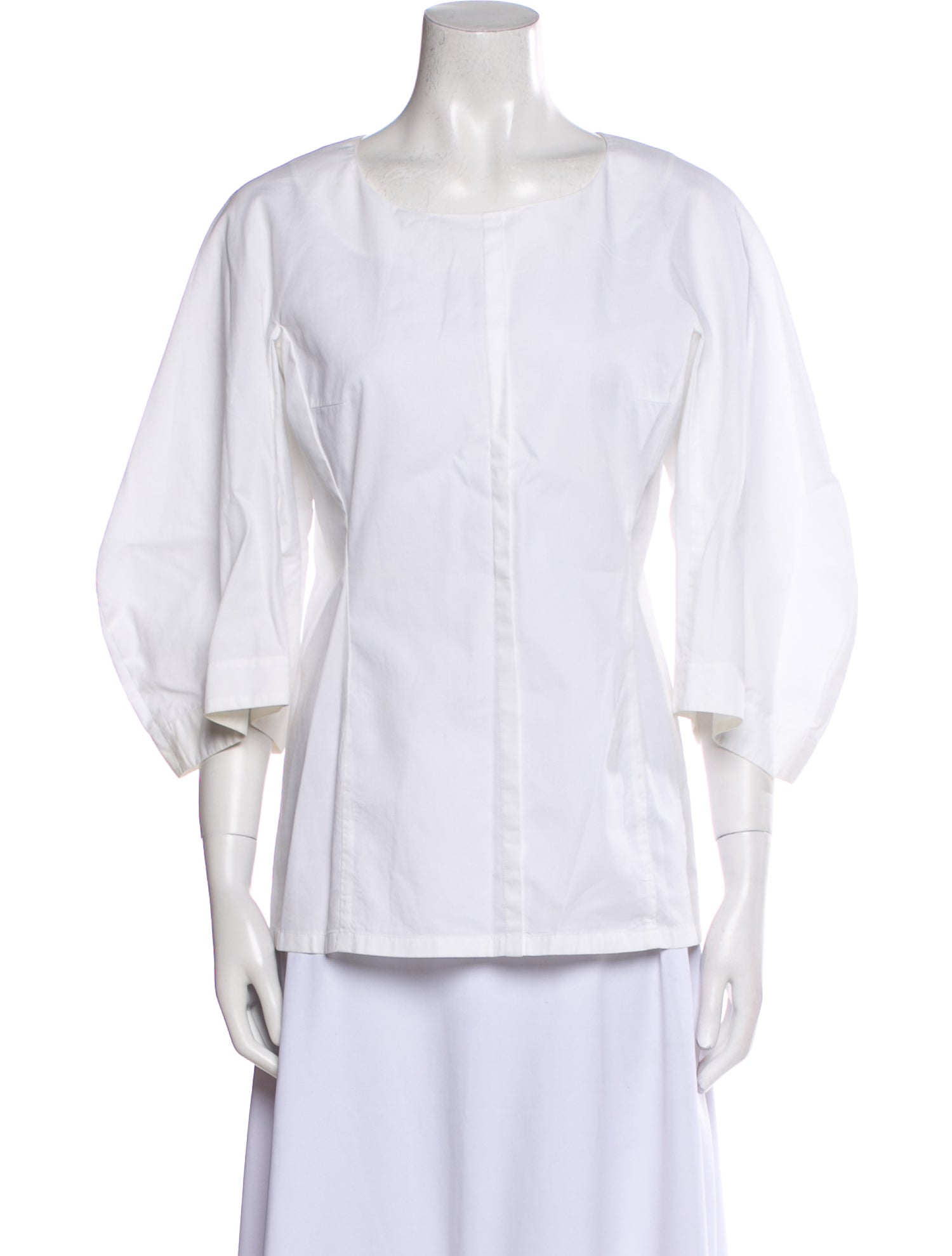Jil Sander Scoop Neck Three-Quarter Sleeve Blouse