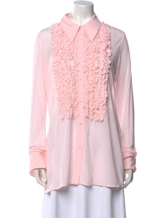 Jil Sander Silk Long Sleeve Button-Up Top