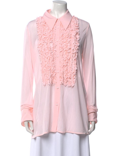 Jil Sander Silk Long Sleeve Button-Up Top