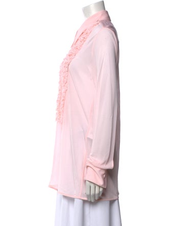 Jil Sander Silk Long Sleeve Button-Up Top