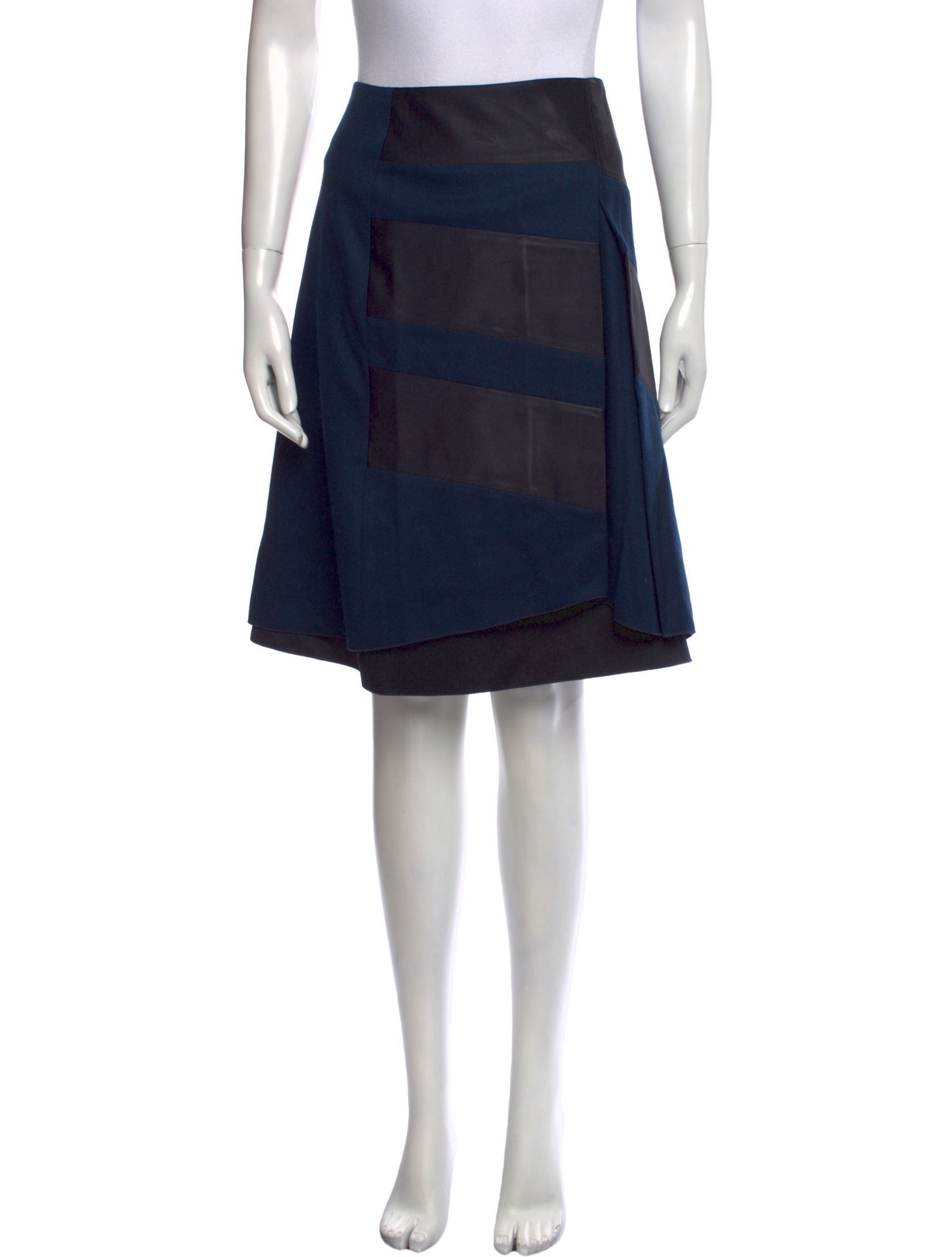 Jil Sander Navy Wool Knee-Length Skirt