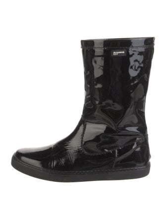 Jil Sander Navy Patent Leather Rain Boots