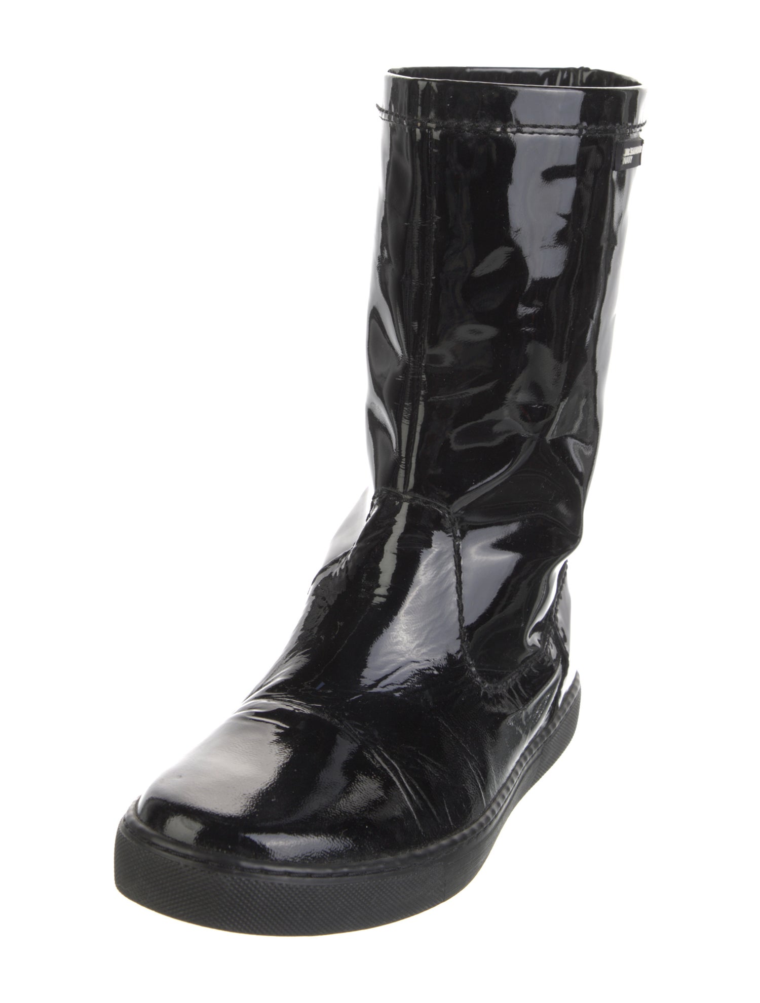 Jil Sander Navy Patent Leather Rain Boots