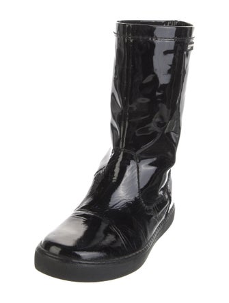 Jil Sander Navy Patent Leather Rain Boots
