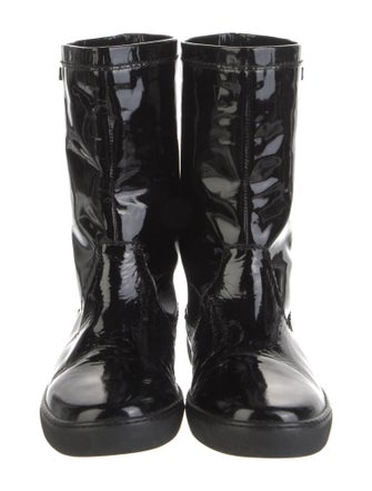 Jil Sander Navy Patent Leather Rain Boots