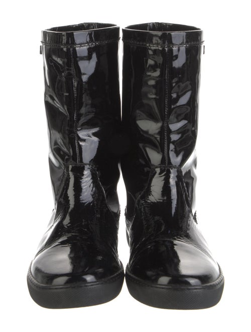 Jil Sander Navy Patent Leather Rain Boots