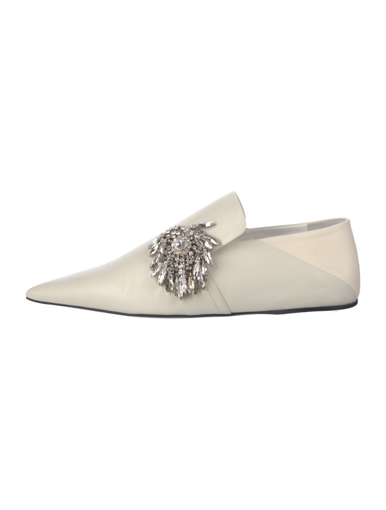 Jil Sander Leather Crystal Embellishments Mules