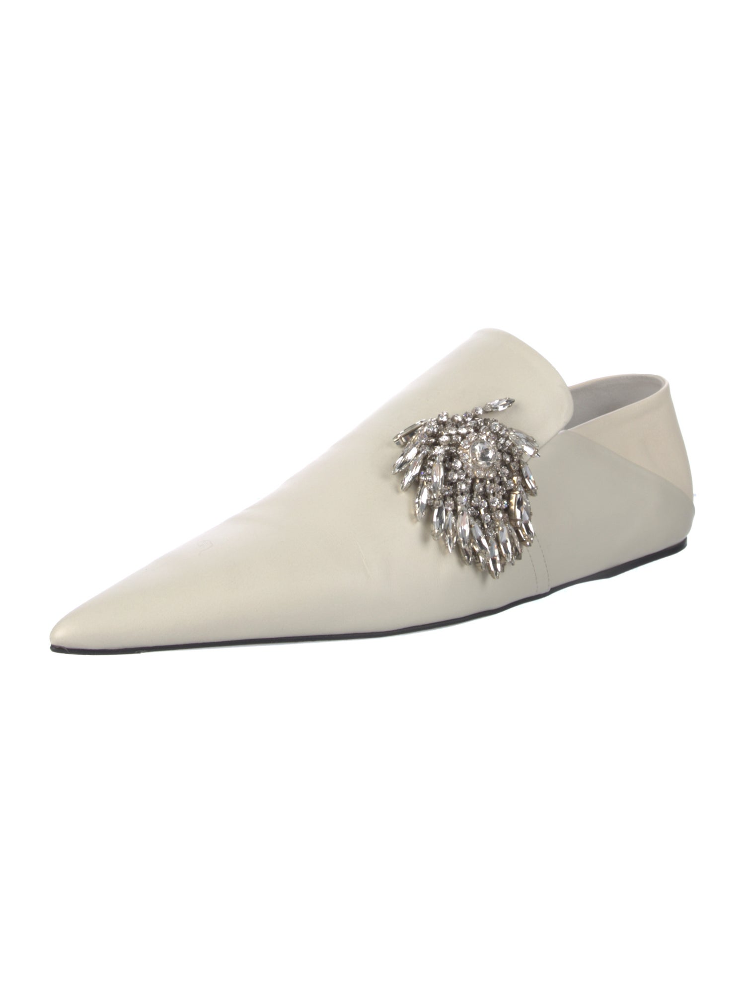 Jil Sander Leather Crystal Embellishments Mules