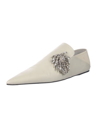 Jil Sander Leather Crystal Embellishments Mules