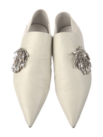Jil Sander Leather Crystal Embellishments Mules