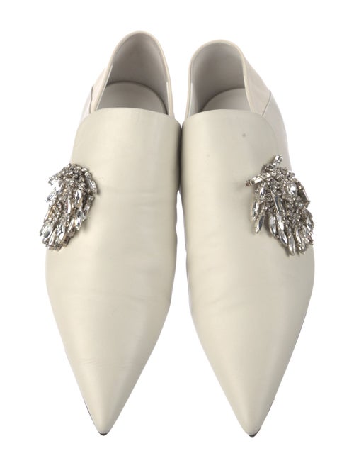 Jil Sander Leather Crystal Embellishments Mules