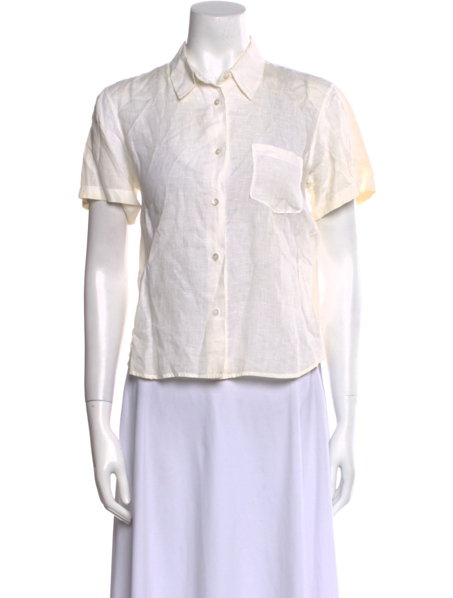 Jil Sander Linen Short Sleeve Button-Up Top