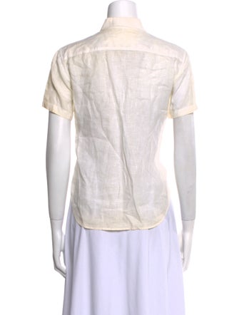 Jil Sander Linen Short Sleeve Button-Up Top