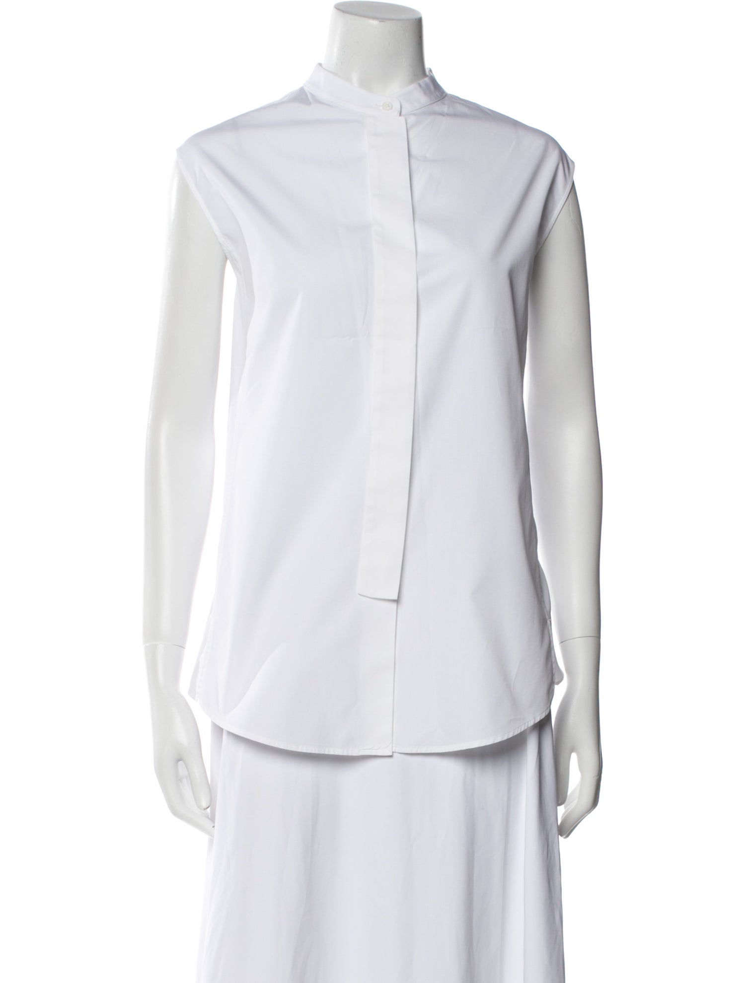 Jil Sander Mock Neck Sleeveless Button-Up Top