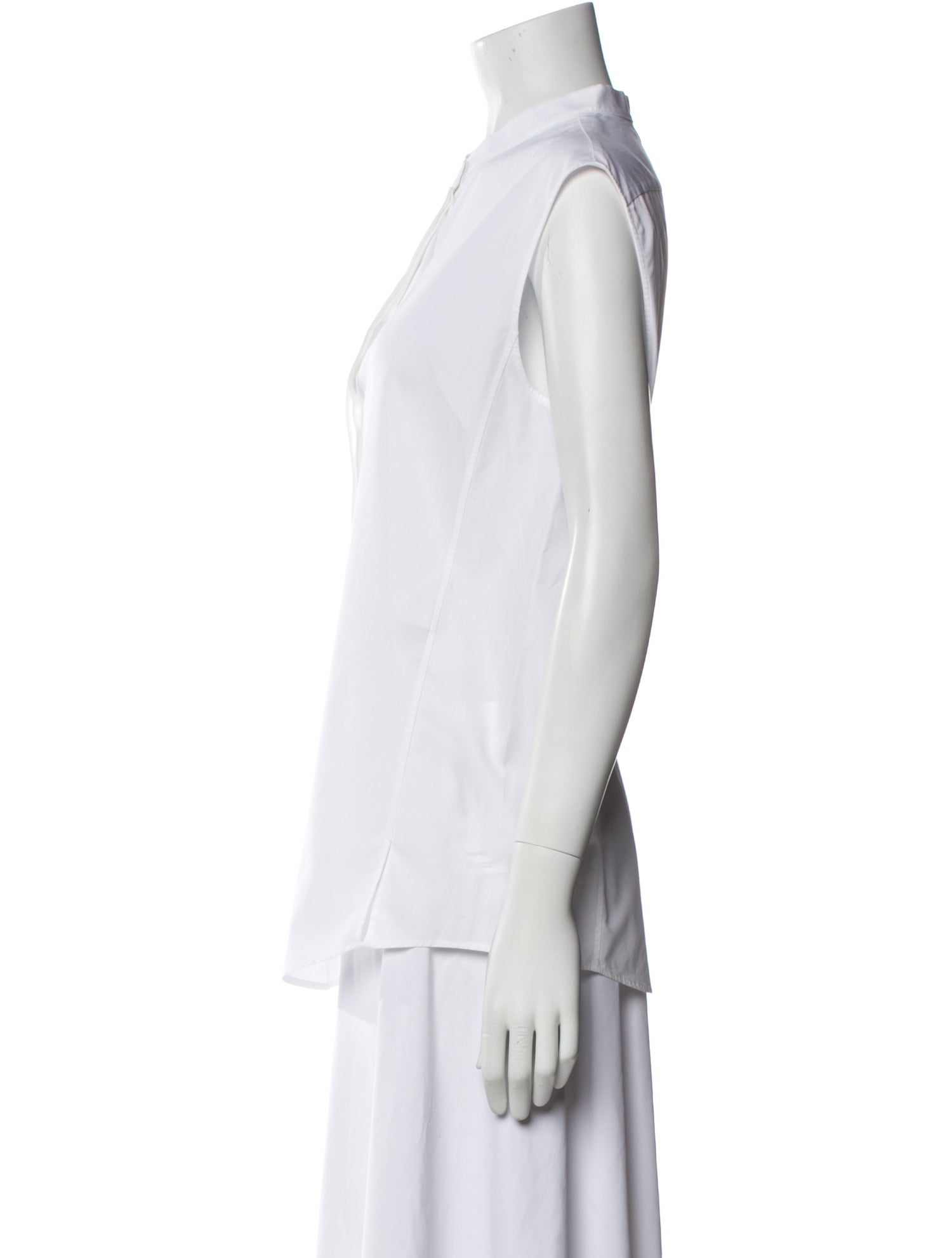 Jil Sander Mock Neck Sleeveless Button-Up Top