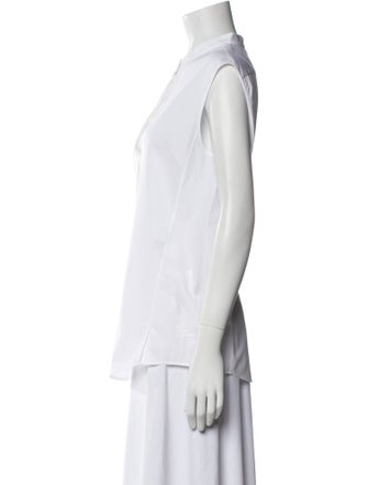 Jil Sander Mock Neck Sleeveless Button-Up Top