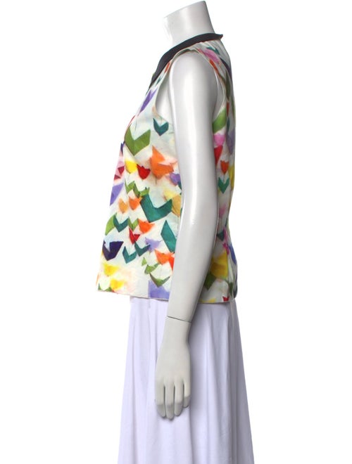 Jil Sander Navy Silk Printed Top