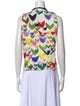 Jil Sander Navy Silk Printed Top