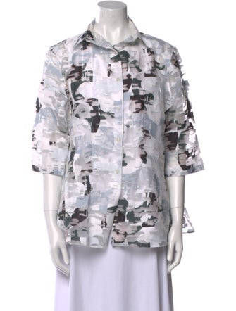 Jil Sander Printed Long Sleeve Button-Up Top