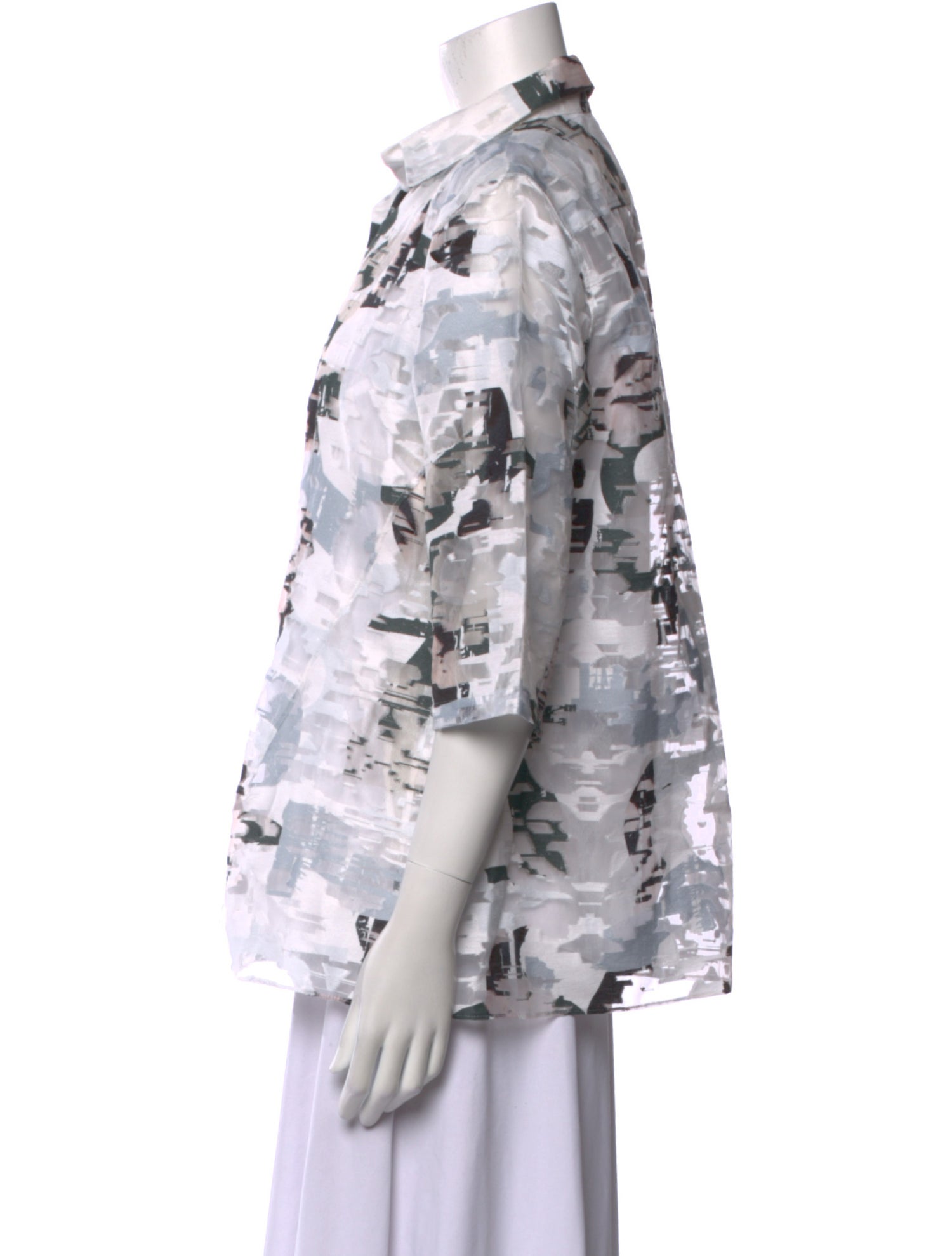 Jil Sander Printed Long Sleeve Button-Up Top