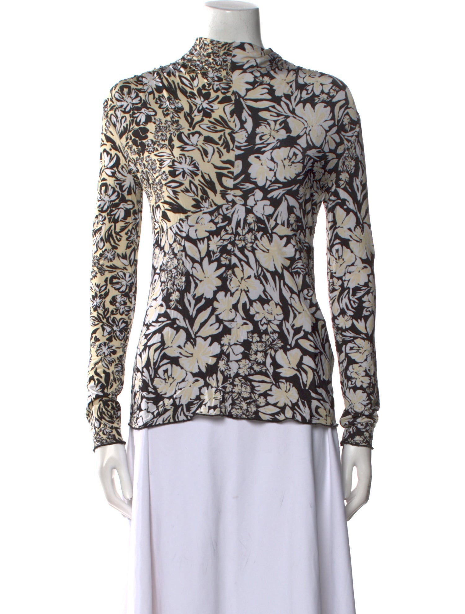 Jil Sander Floral Print Mock Neck Top