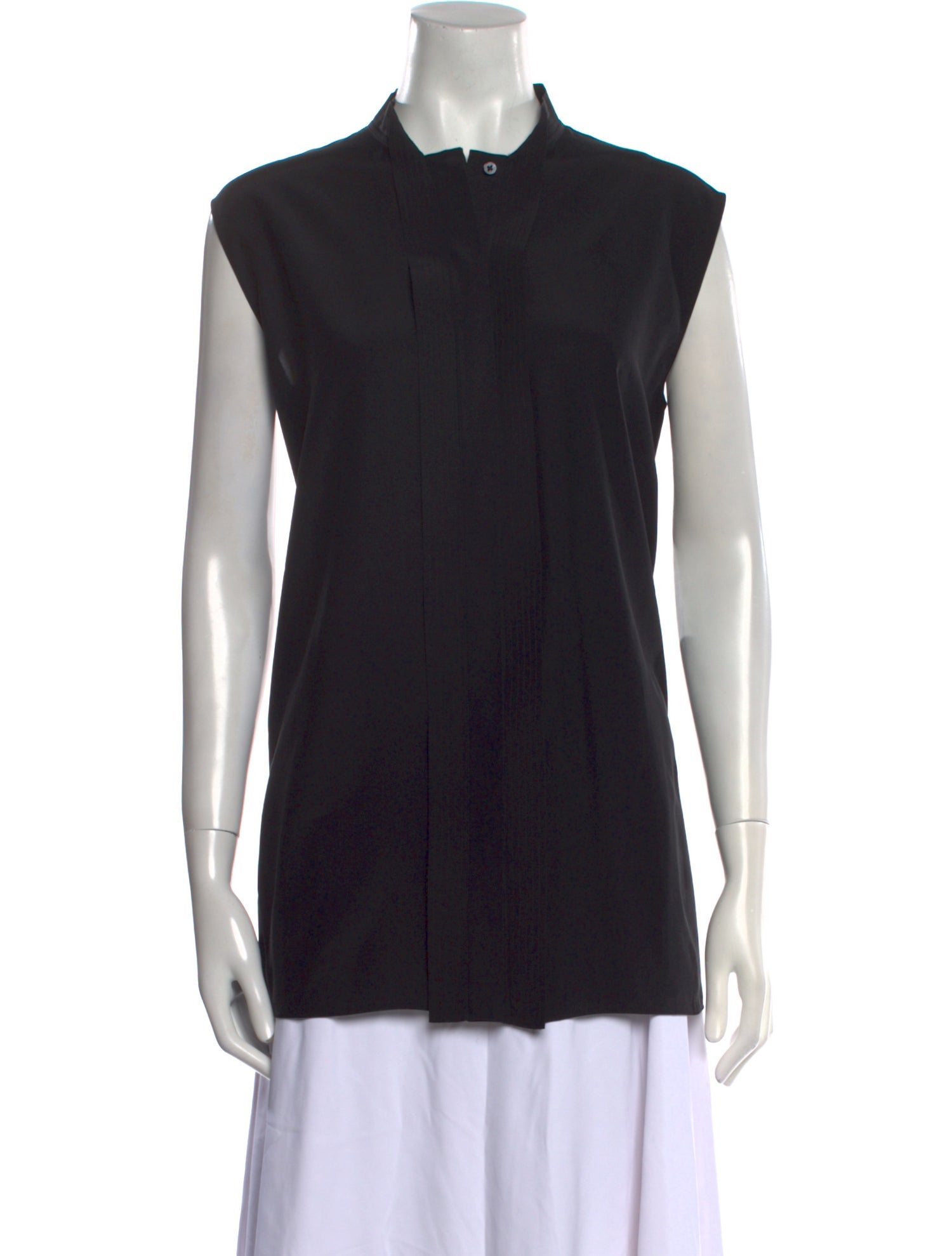 Jil Sander Mock Neck Sleeveless Button-Up Top