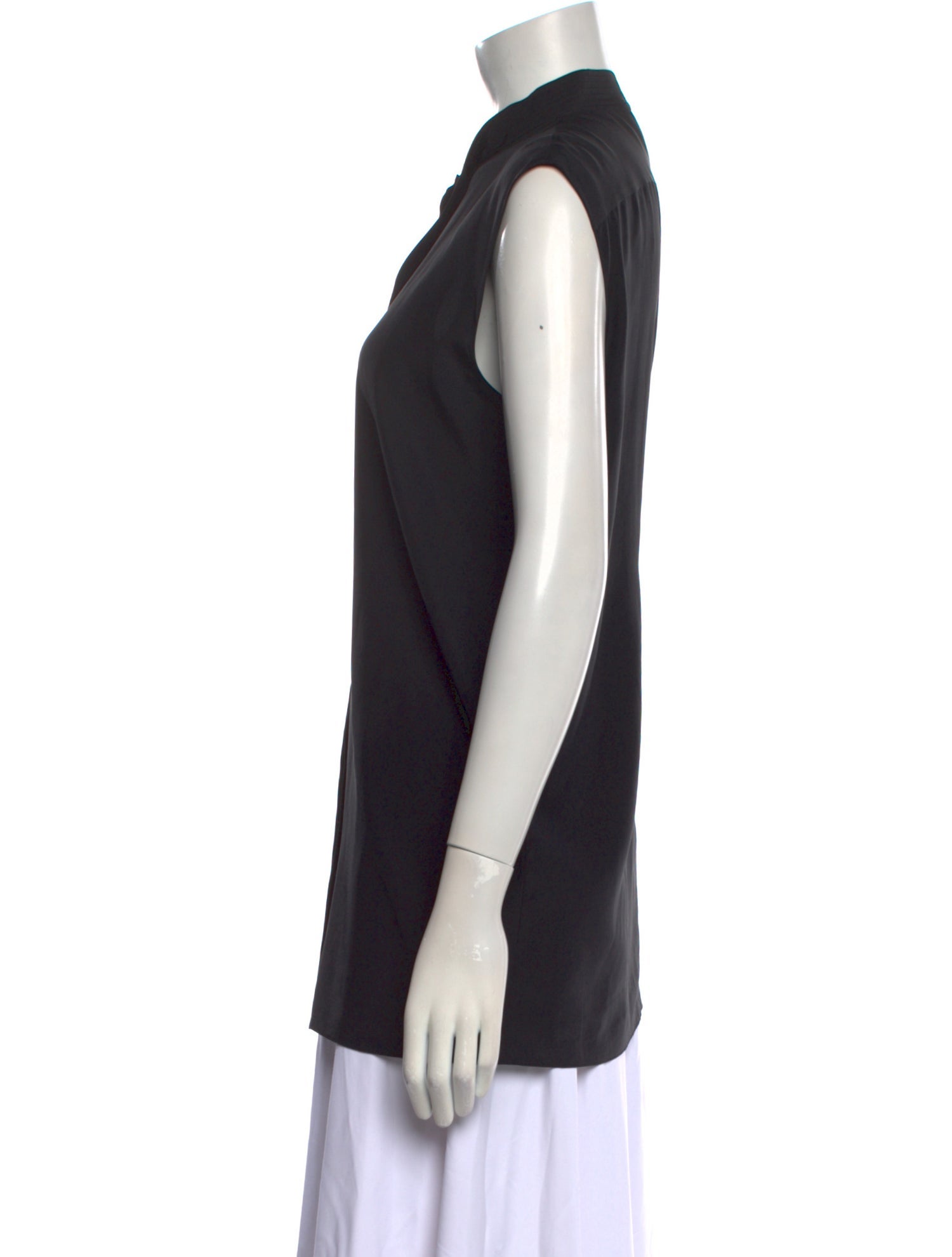 Jil Sander Mock Neck Sleeveless Button-Up Top