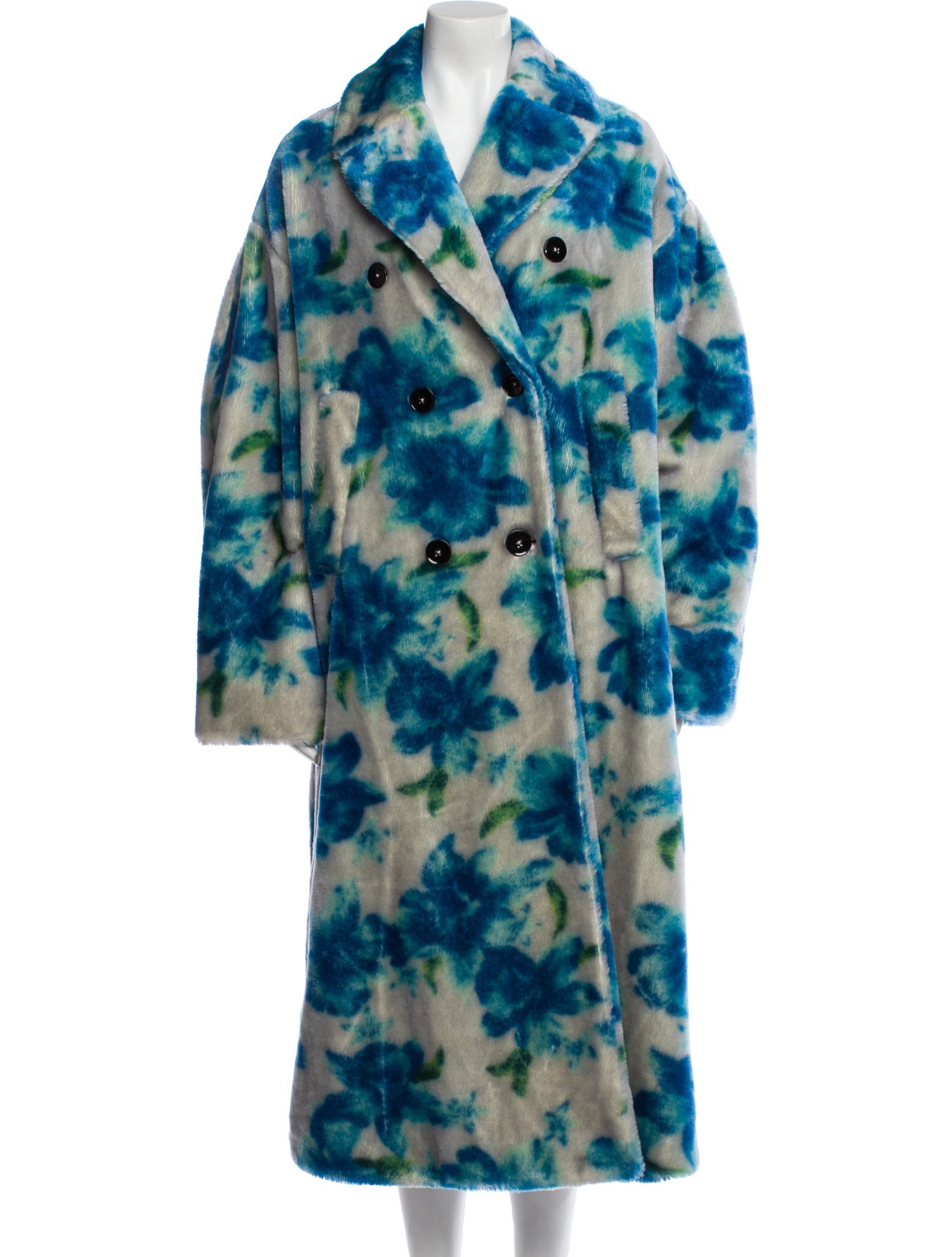 Jil Sander Mohair Printed Faux Fur Coat