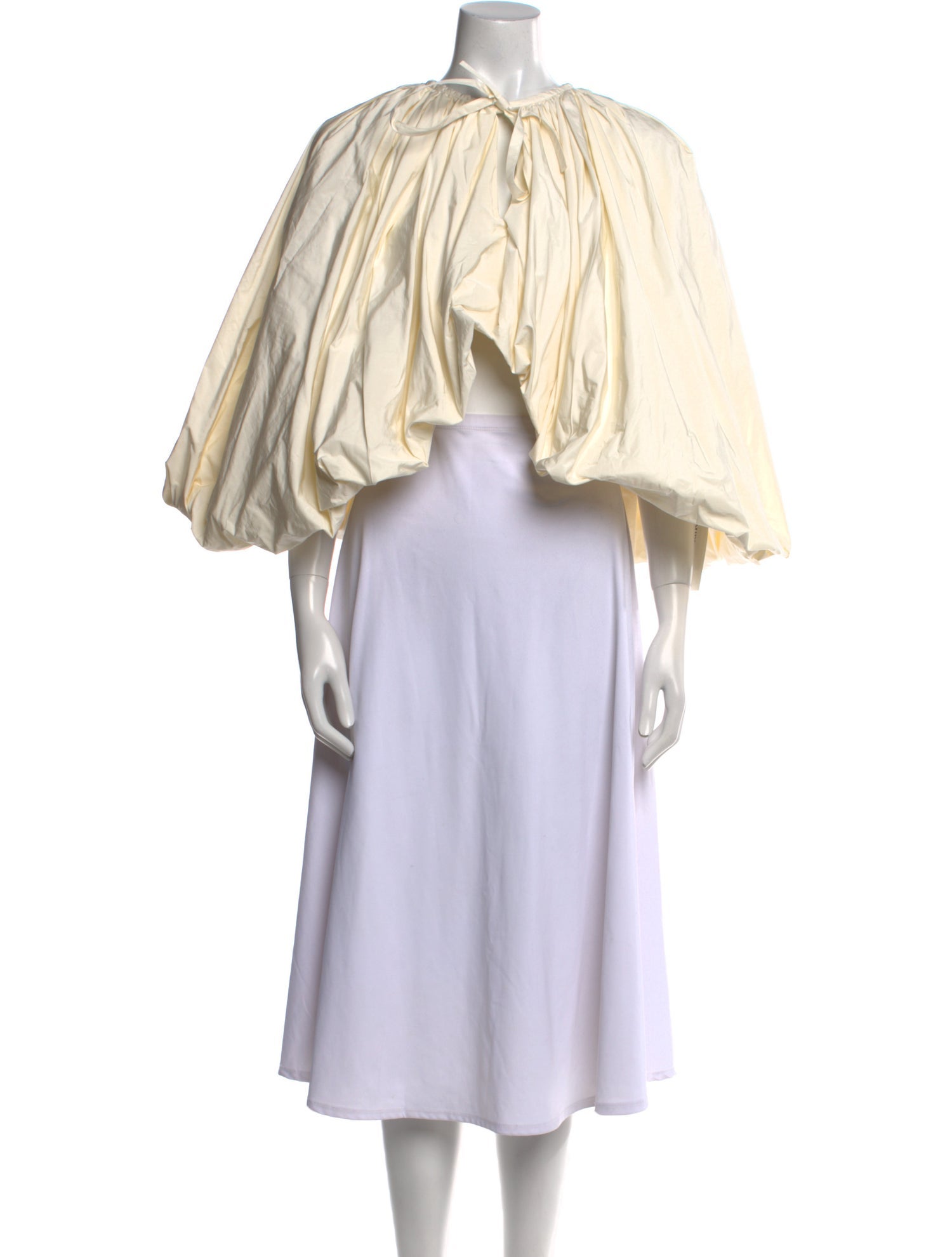 Jil Sander Tie Neck Three-Quarter Sleeve Crop Top