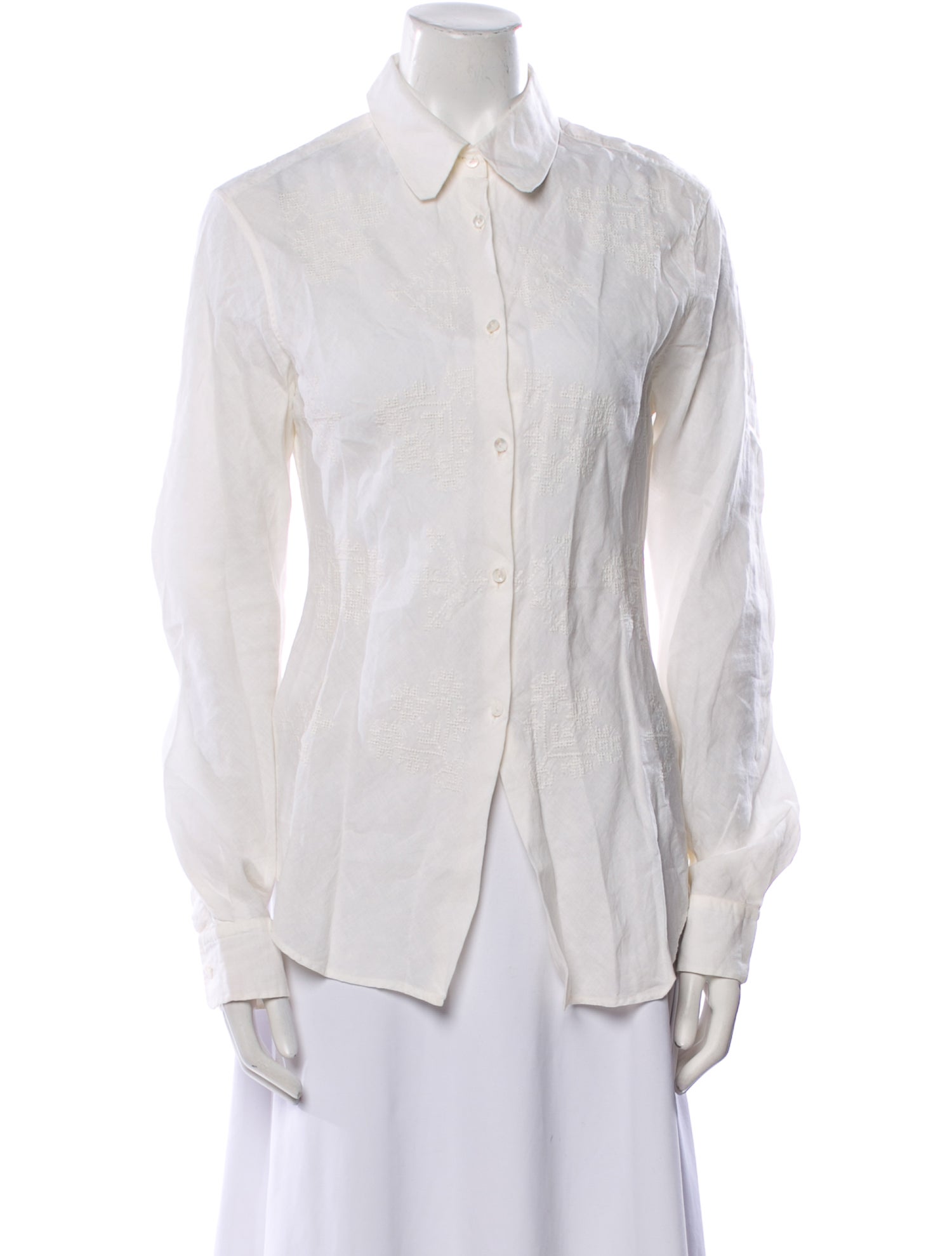 Jil Sander Linen Long Sleeve Button-Up Top