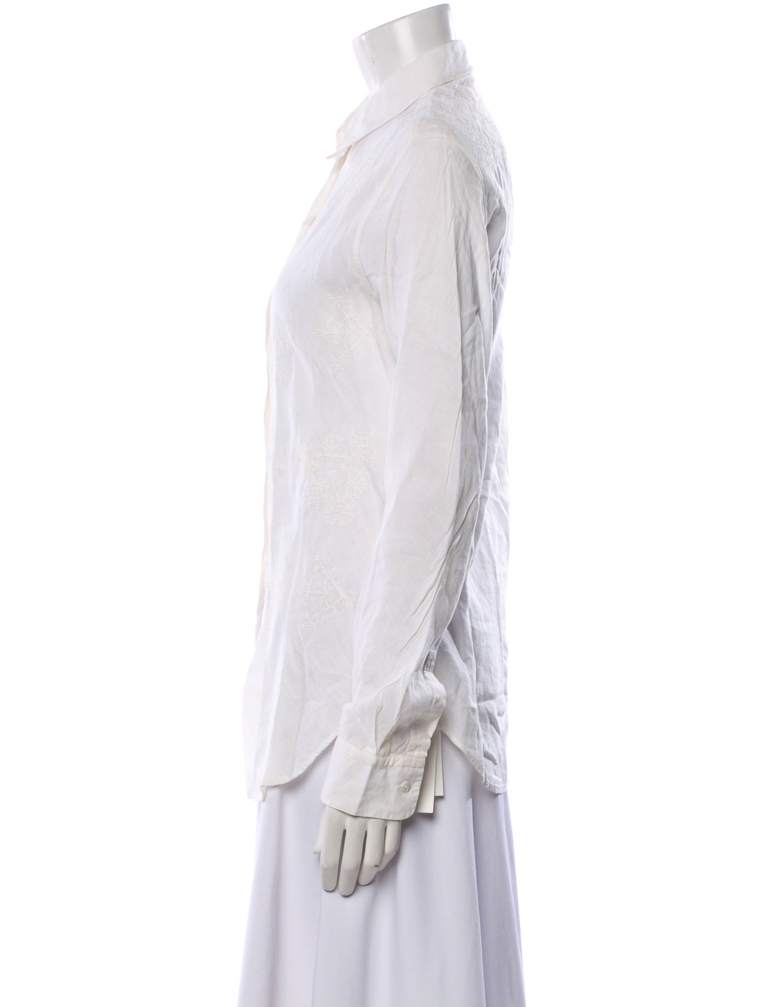 Jil Sander Linen Long Sleeve Button-Up Top