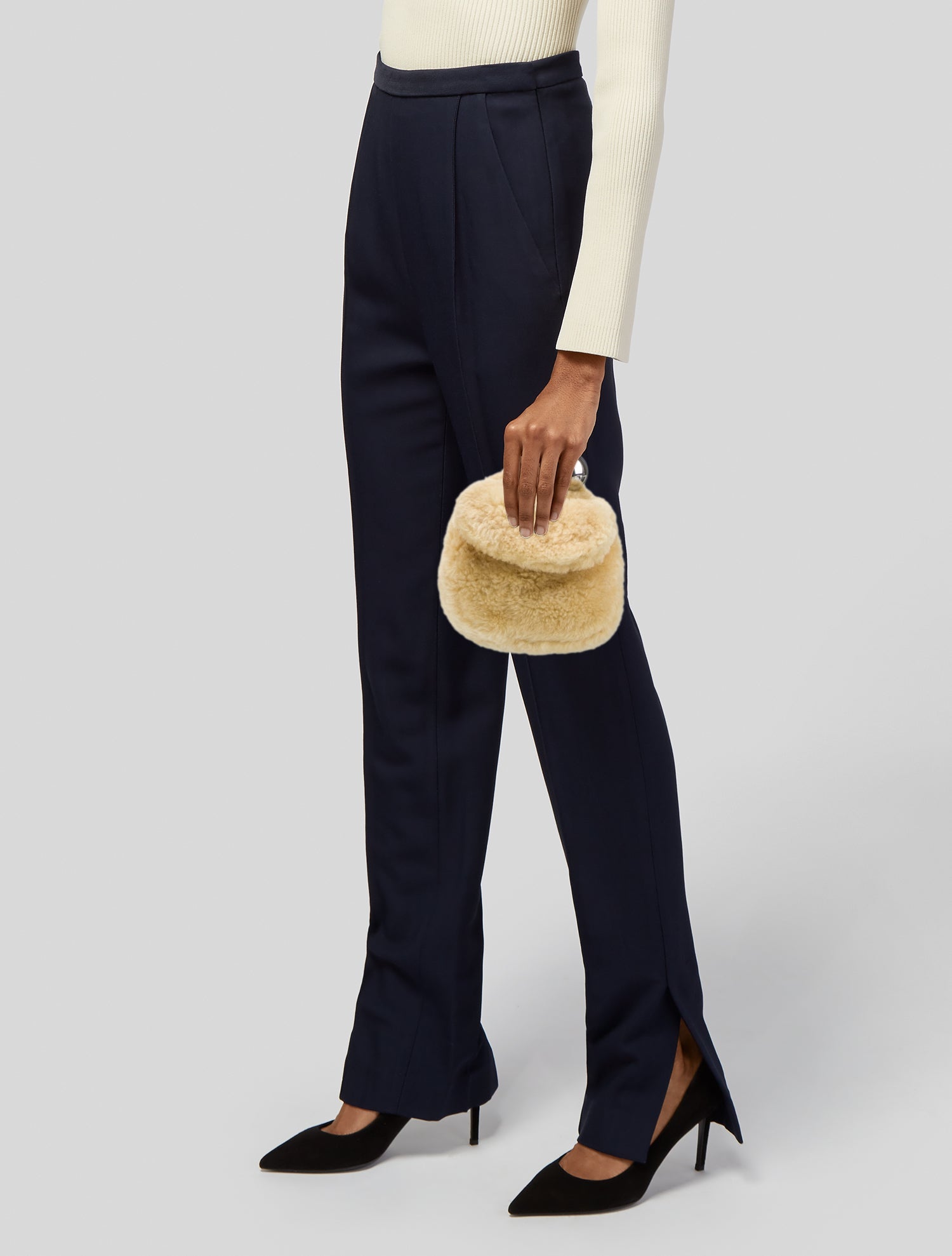 Jil Sander Shearling Top Handle Bag