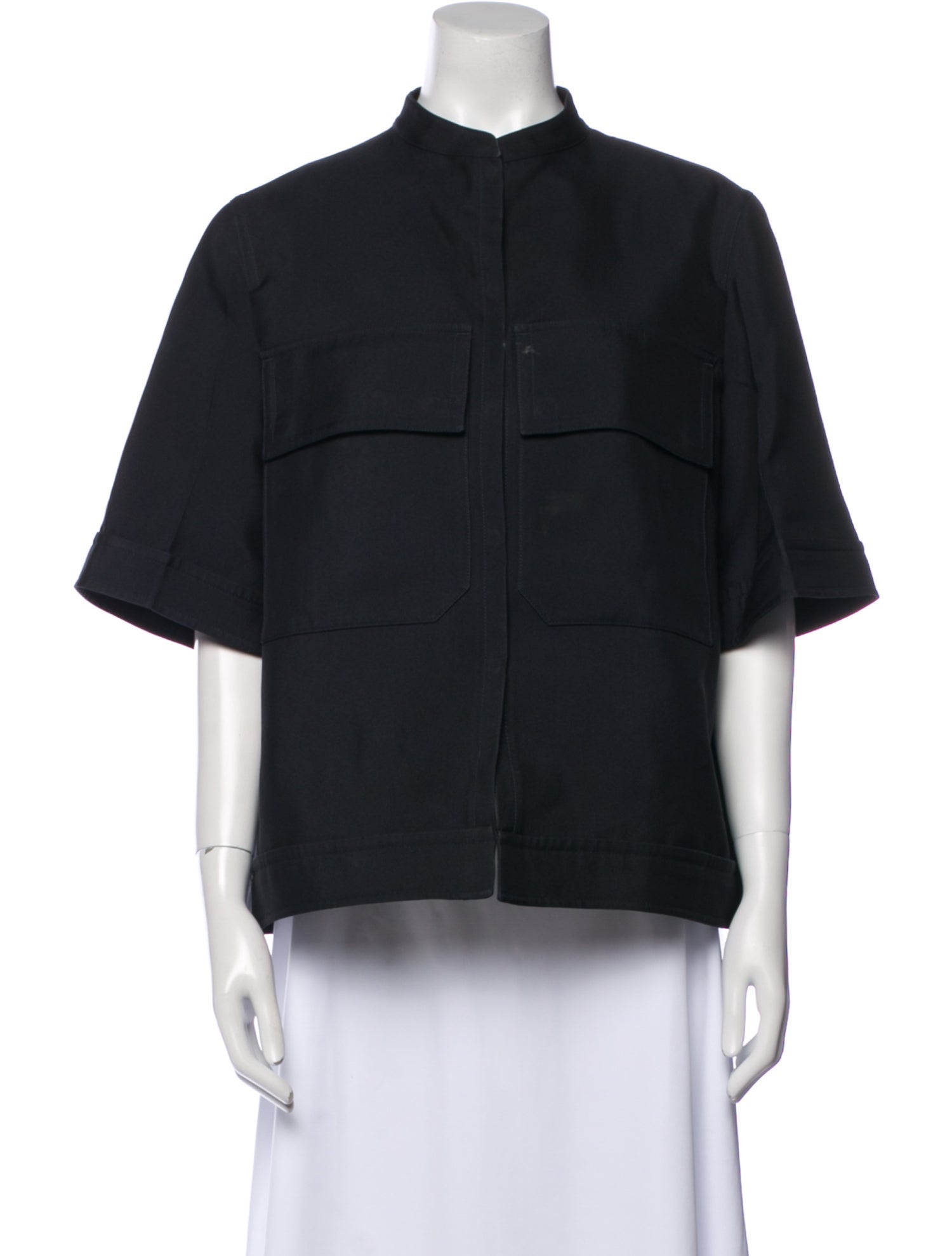 Jil Sander Mock Neck Short Sleeve Blouse