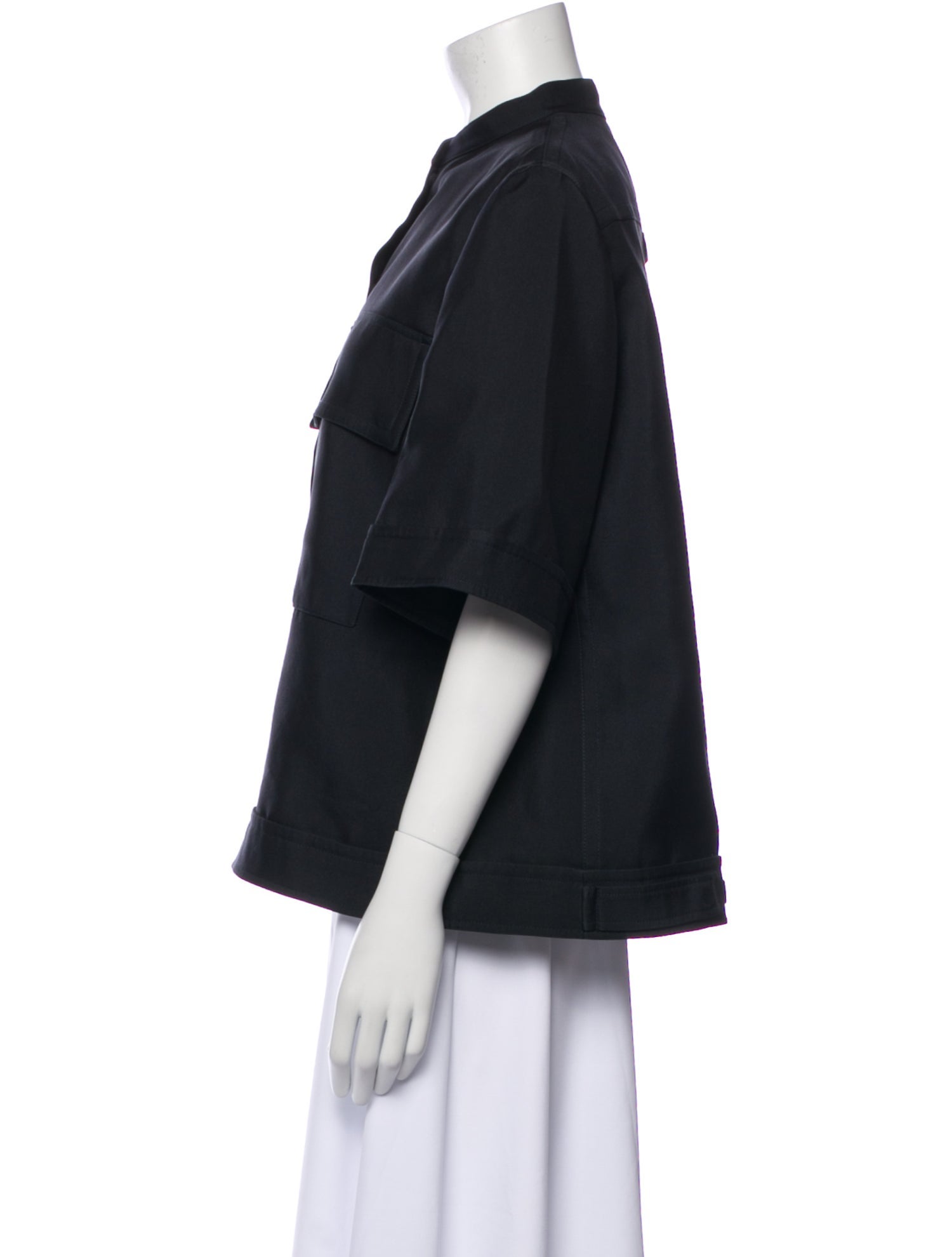 Jil Sander Mock Neck Short Sleeve Blouse
