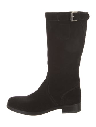 Jil Sander Suede Leather Trim Embellishment Moto Boots