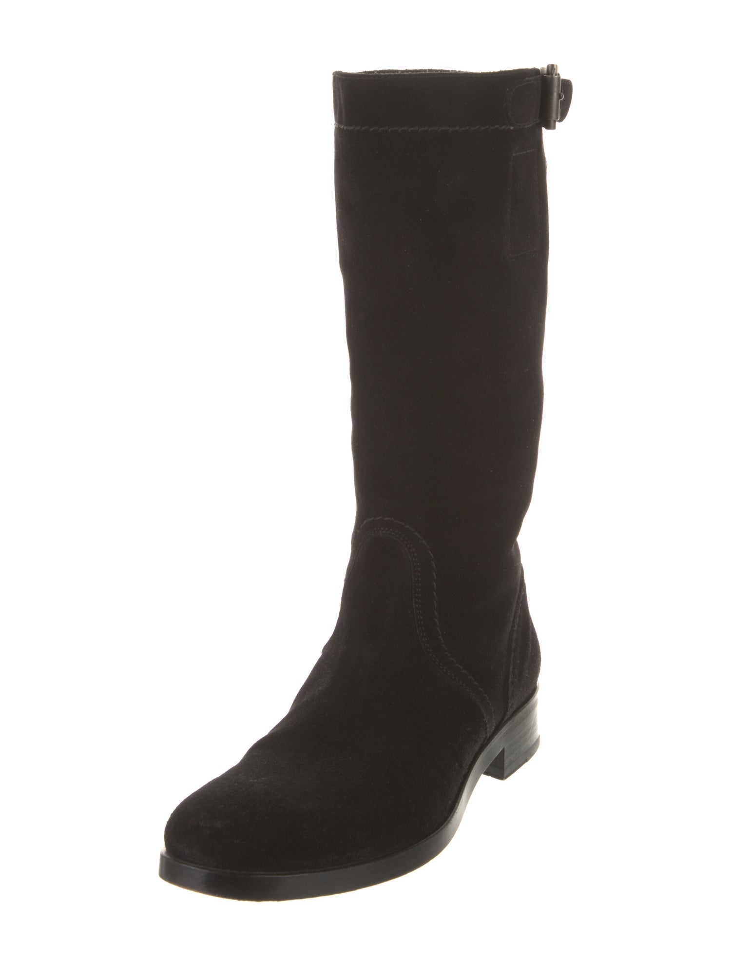 Jil Sander Suede Leather Trim Embellishment Moto Boots