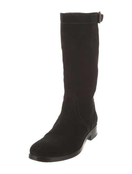 Jil Sander Suede Leather Trim Embellishment Moto Boots